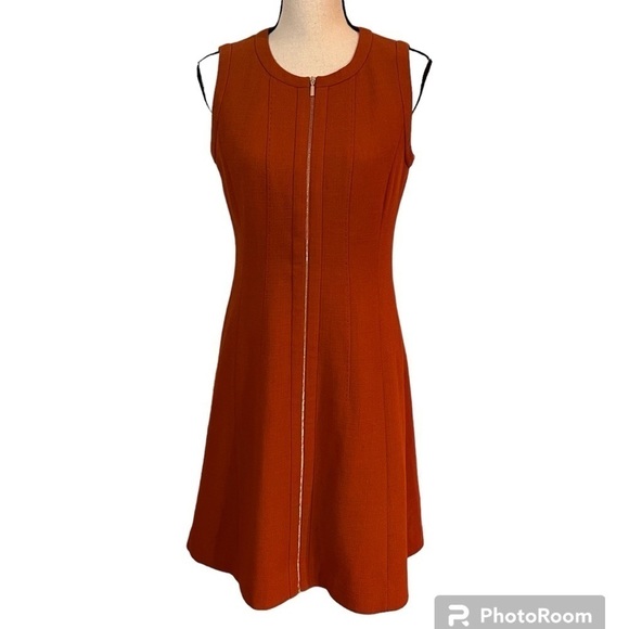 Lafayette 148 Celinda Rust Sleeveless MIDI Dress Sz-4 - Picture 1 of 11